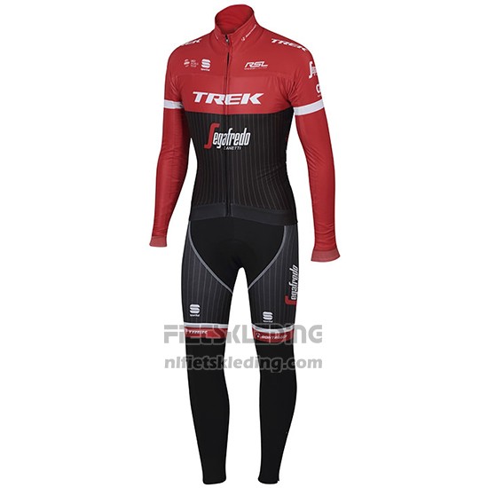 2017 Fietskleding Trek Segafredo Zwart en Rood Lange Mouwen en Koersbroek